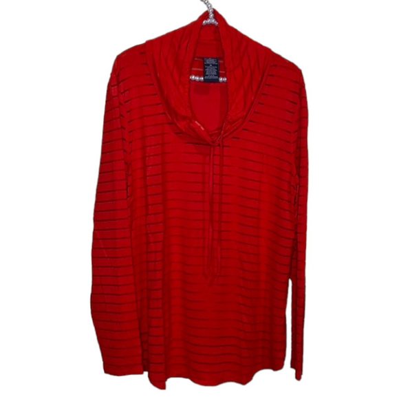 💐🌷Red Burnout Cowl Neck Long Sleeve Tunic with Tank - Chelsea & Theodore XL - Picture 1 of 6